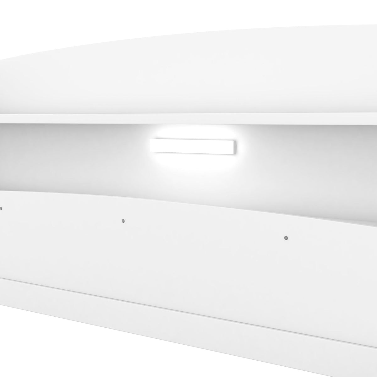 Wood Platform Storage Bed with LED Light & Storage Headboard - White or Dark Gray