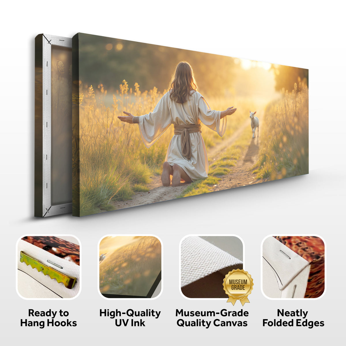 Jesus Protects The Lamb From Wolves Faith Wall Art IX