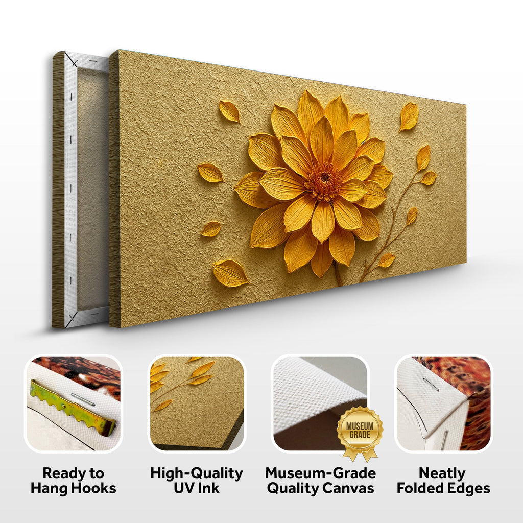 Golden Dandelion Minimalist Abstract Wall Art IV