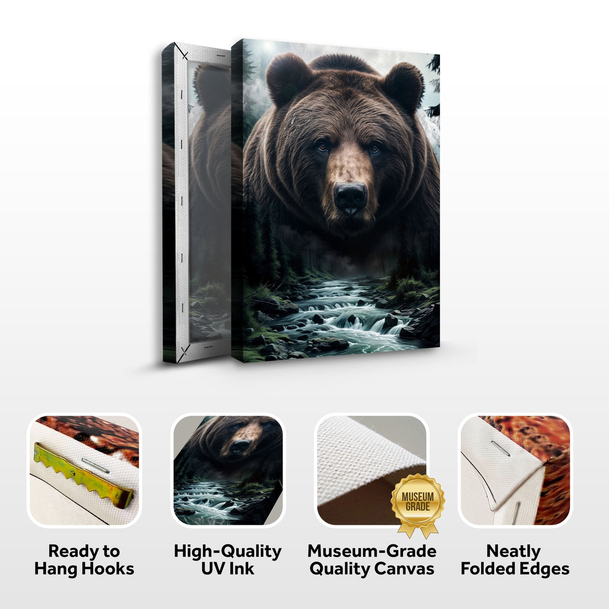 Grizzly Bear Double Exposure Wall Art
