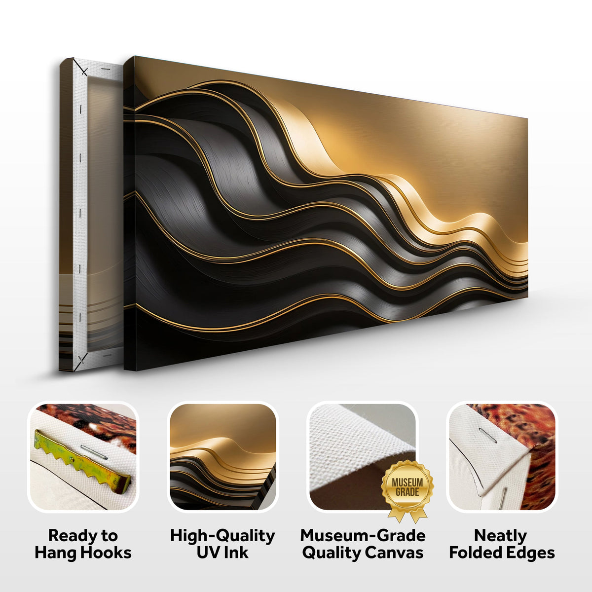 Black and Gold Minimalist Abstract Wall Art IV