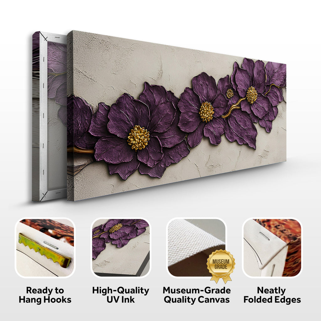 Purple Flower Plaster Wall Art