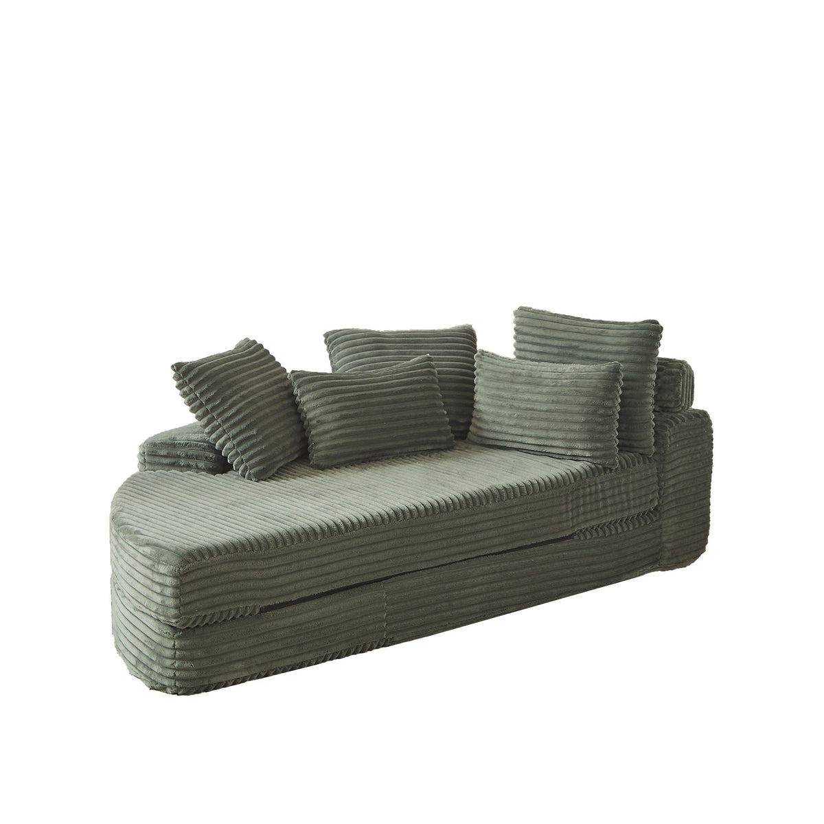 Semi Circular 2-in-1 Sofa Bed with Neck Pillow and Throw Pillows – Multiple Colors