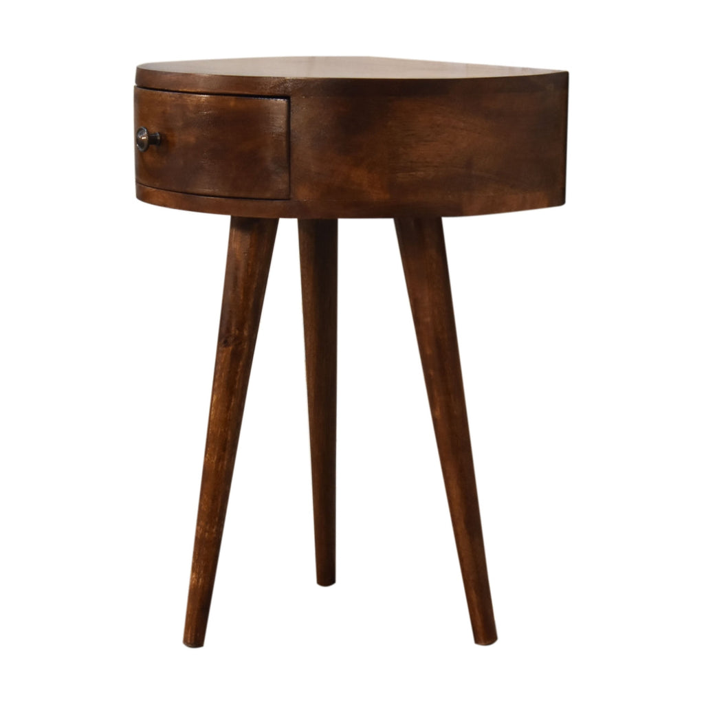 Solid Wood Semi Circle Nightstand with Nordic Legs - Chestnut