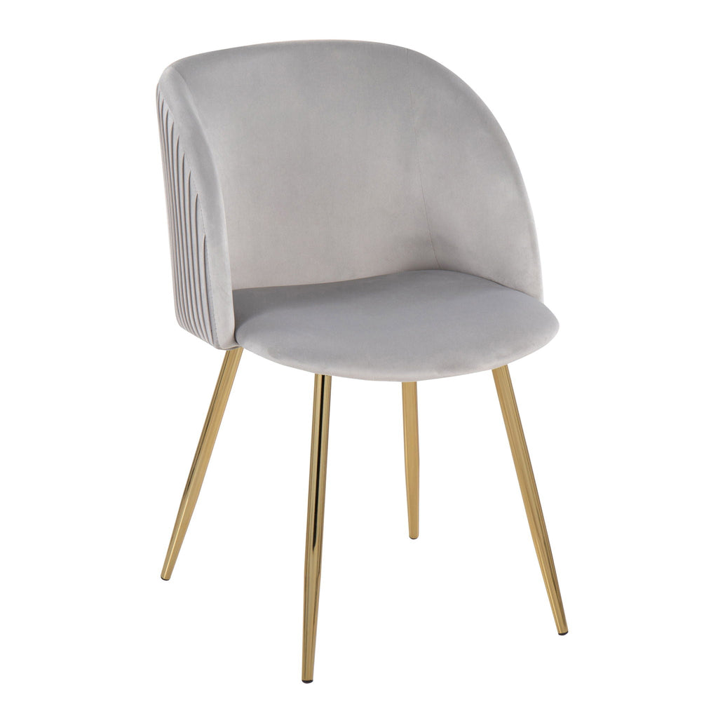 Pleated Waves Contemporary Chair Set of 2 with Metal Legs - Black, Gray, or Pearl Silver
