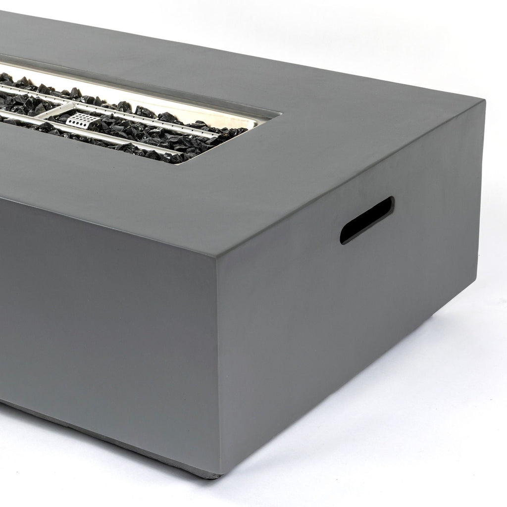 Rectangular Fire Pit Table with 50,000 BTU Heat Output - Light Gray