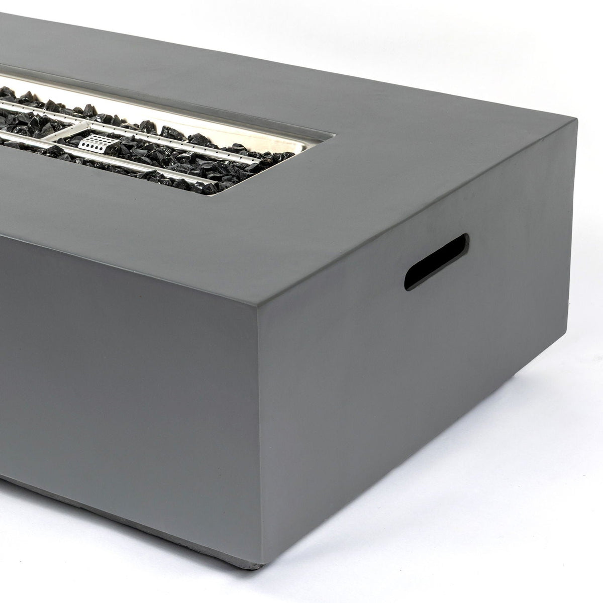 Rectangular Fire Pit Table with 50,000 BTU Heat Output - Light Gray