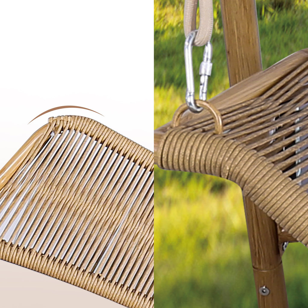 Freestanding Double Egg Swing Chair with Stand - Metal Patio Seating