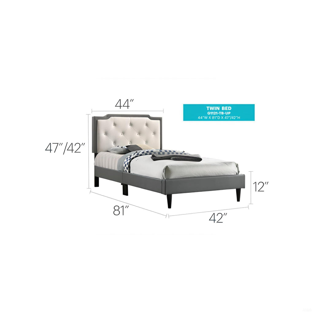 Two Tone Upholstered Bed with Button Tufted Headboard - Multiple Colors