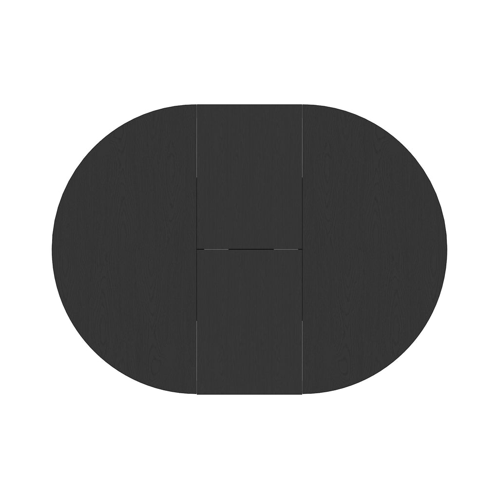 Expandable Oval Farmhouse Dining Table with Removable Leaf and X-Shaped Base - Black
