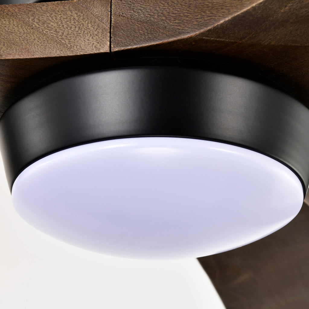 52" Flush Mount Solid Wood Blades Ceiling Fan with Lights - Matte Black