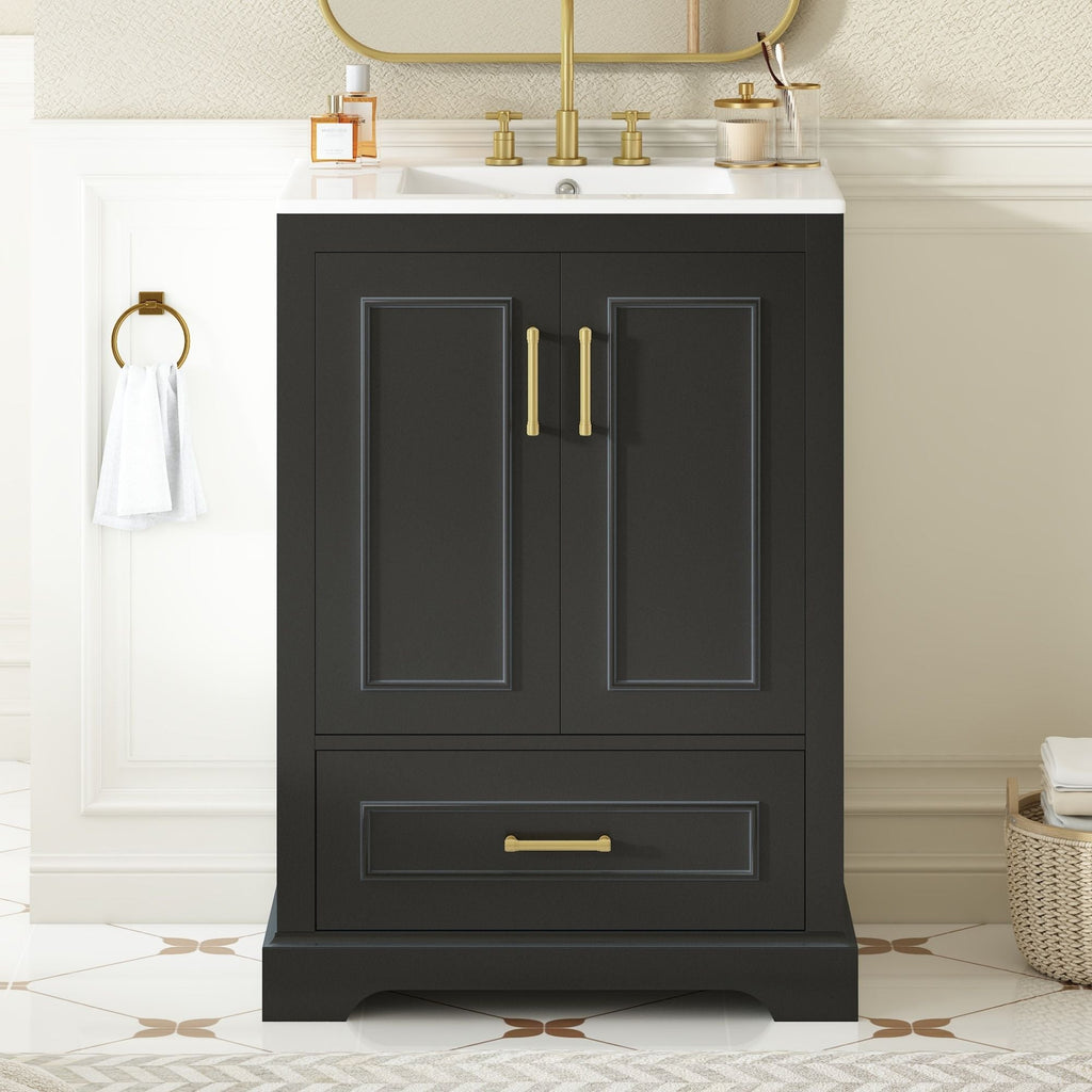 Bathroom Vanity with Sink and Soft Close Doors - White, Black, Green, or Gray