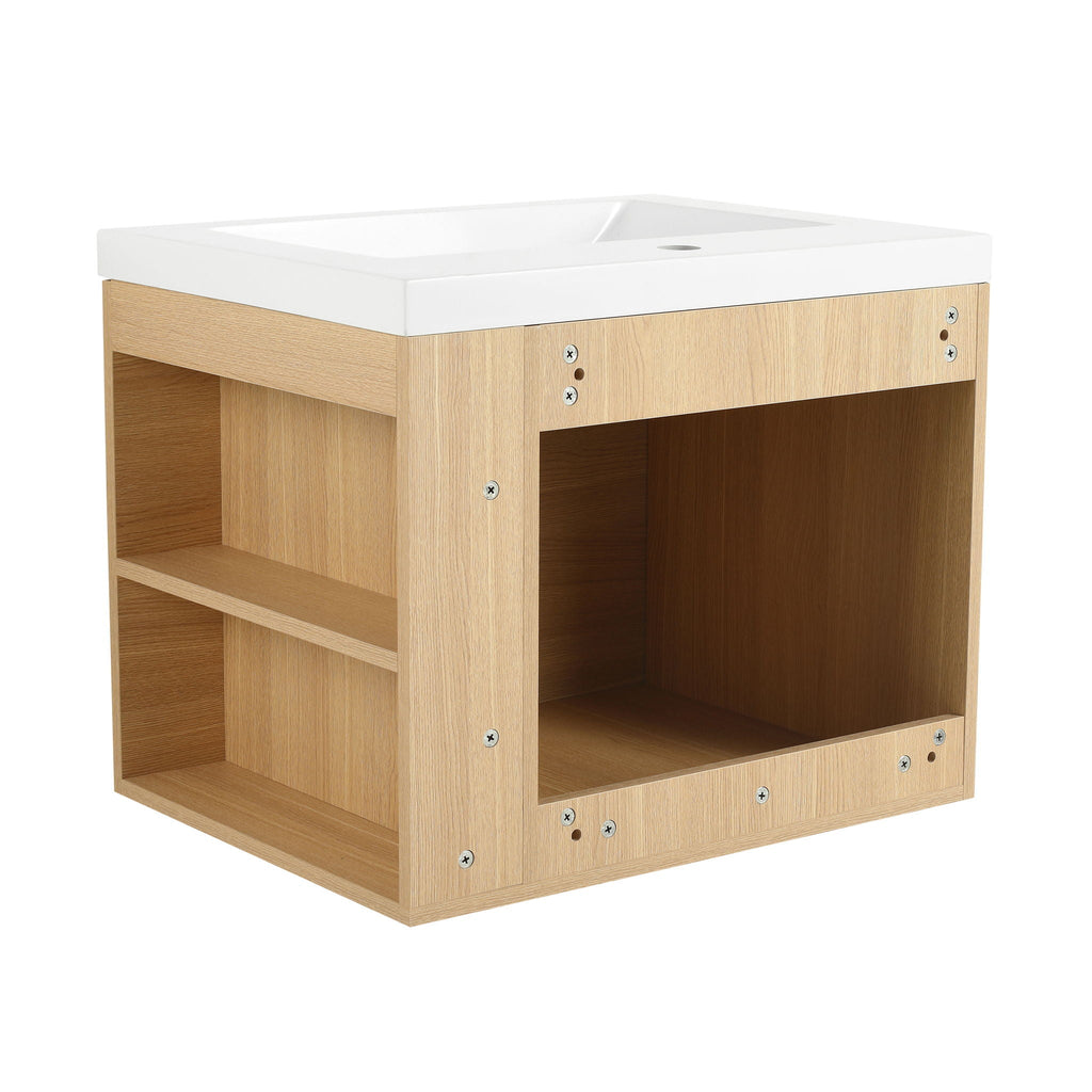 Modern Bathroom Vanity with Side Storage - Light Brown or White