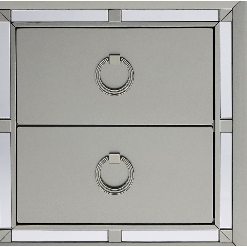 Gemstone Silver Nightstand with Mirror Accents - Chloe