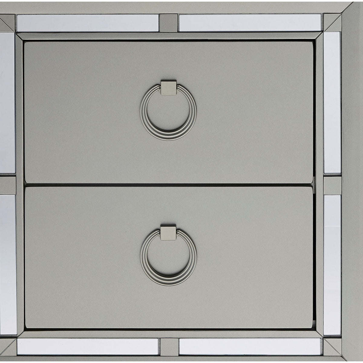 Gemstone Silver Nightstand with Mirror Accents - Chloe