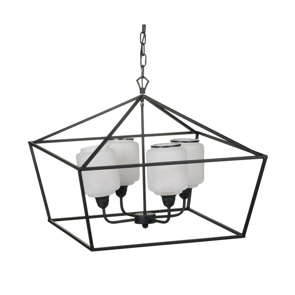 26" Iron Chandelier with Sleek Industrial Style - Black/White