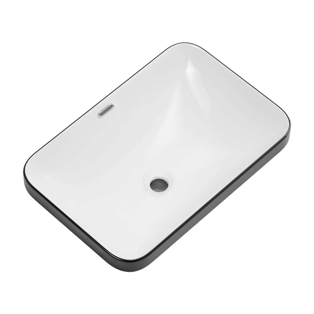 Undermount Bathroom Sink with Glazed Porcelain Finish - Black White
