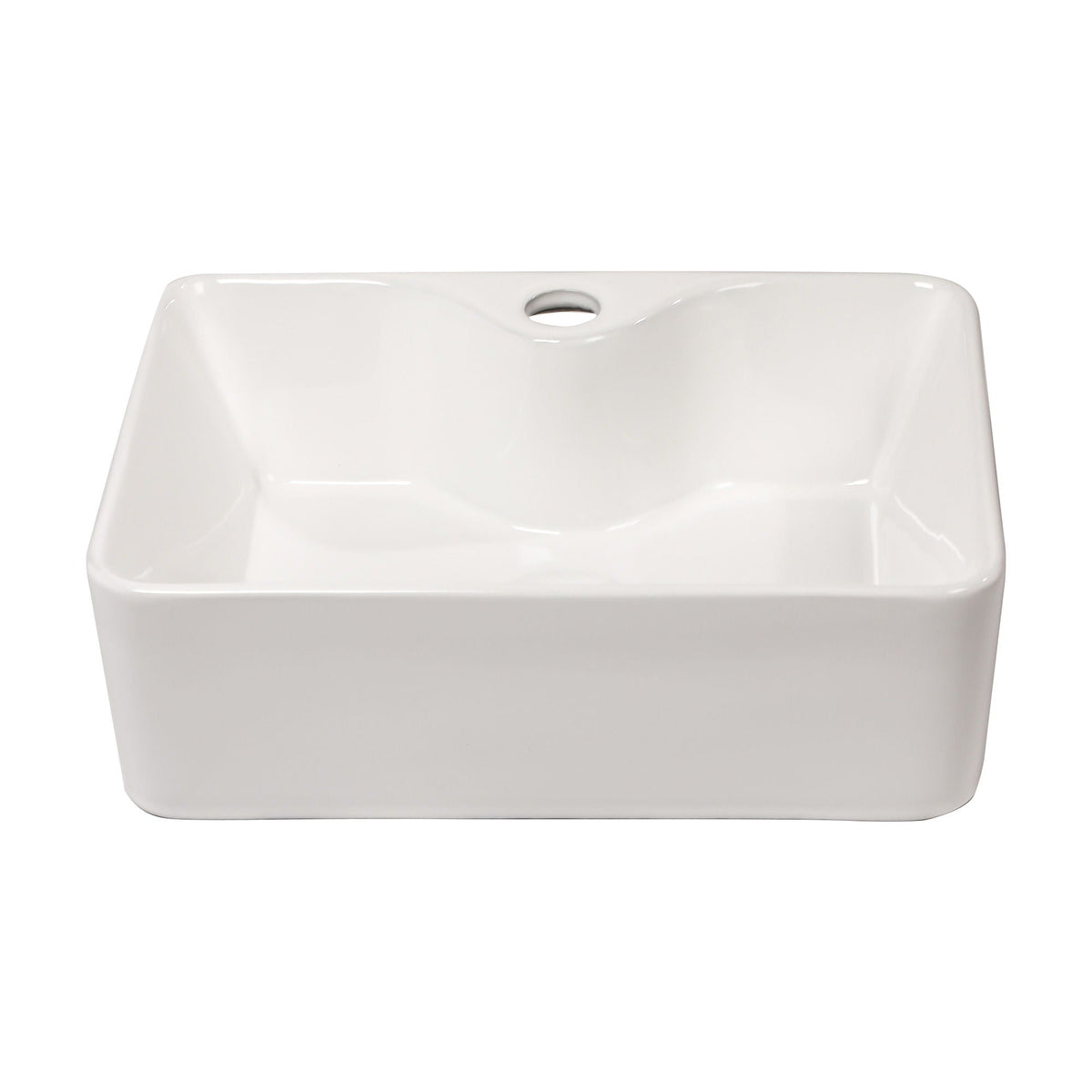 Modern Ceramic Rectangular Vessel Bathroom Sink with Sleek Design - White