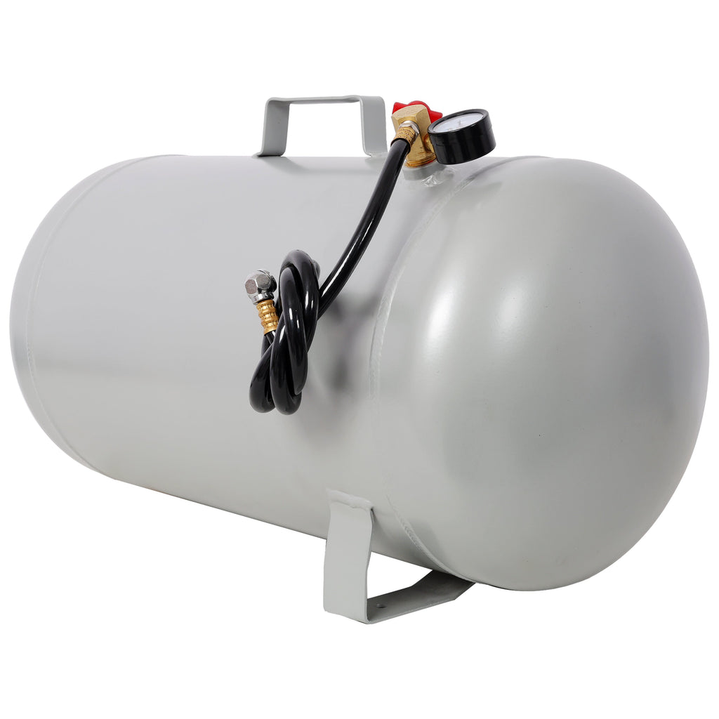 11 Gallon Aluminum Air Tank with Pressure Gauge and Hose - Metallic Aluminum