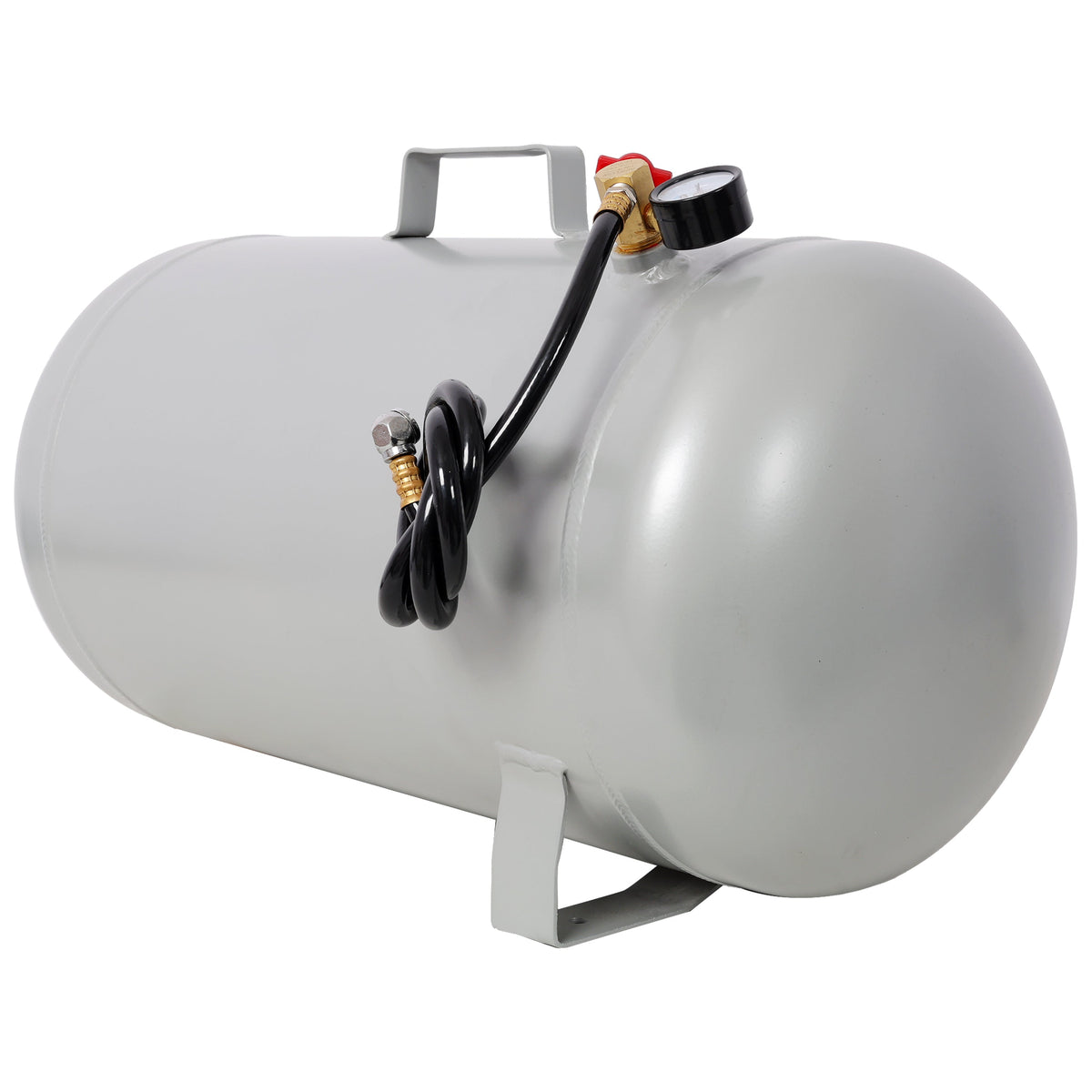 11 Gallon Aluminum Air Tank with Pressure Gauge and Hose - Metallic Aluminum