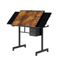 Jigsaw Puzzle Table with Storage and Drawers - Black Metal & MDF