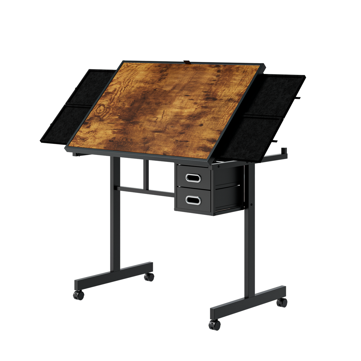Jigsaw Puzzle Table with Storage and Drawers - Black Metal & MDF