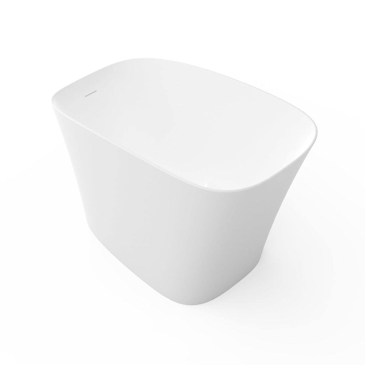 51-Inch Freestanding Solid Surface Deep Soaking Bathtub with Seat - Matte White