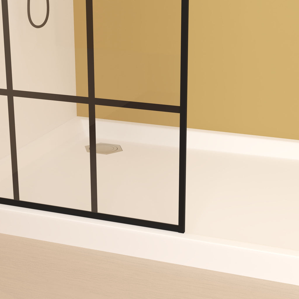 Framed Glass Shower Screen with Tempered Safety Glass - Matte Black