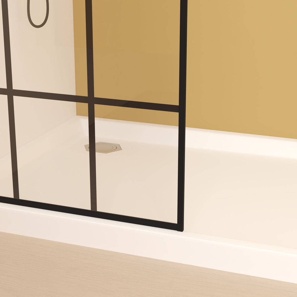 Framed Glass Shower Screen with Tempered Safety Glass - Matte Black