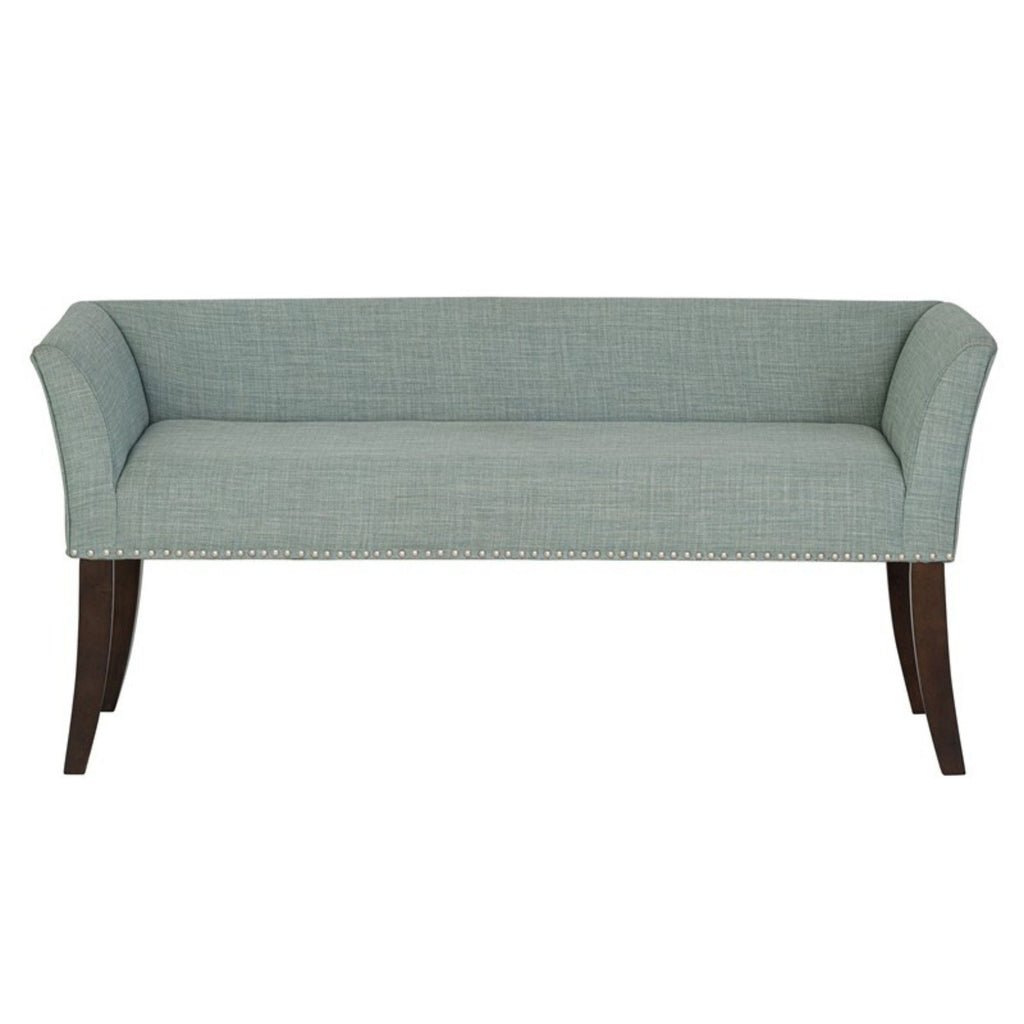 Welburn Upholstered Bench with Low Back and Flared Arms - Blue, Light Blue, or Beige