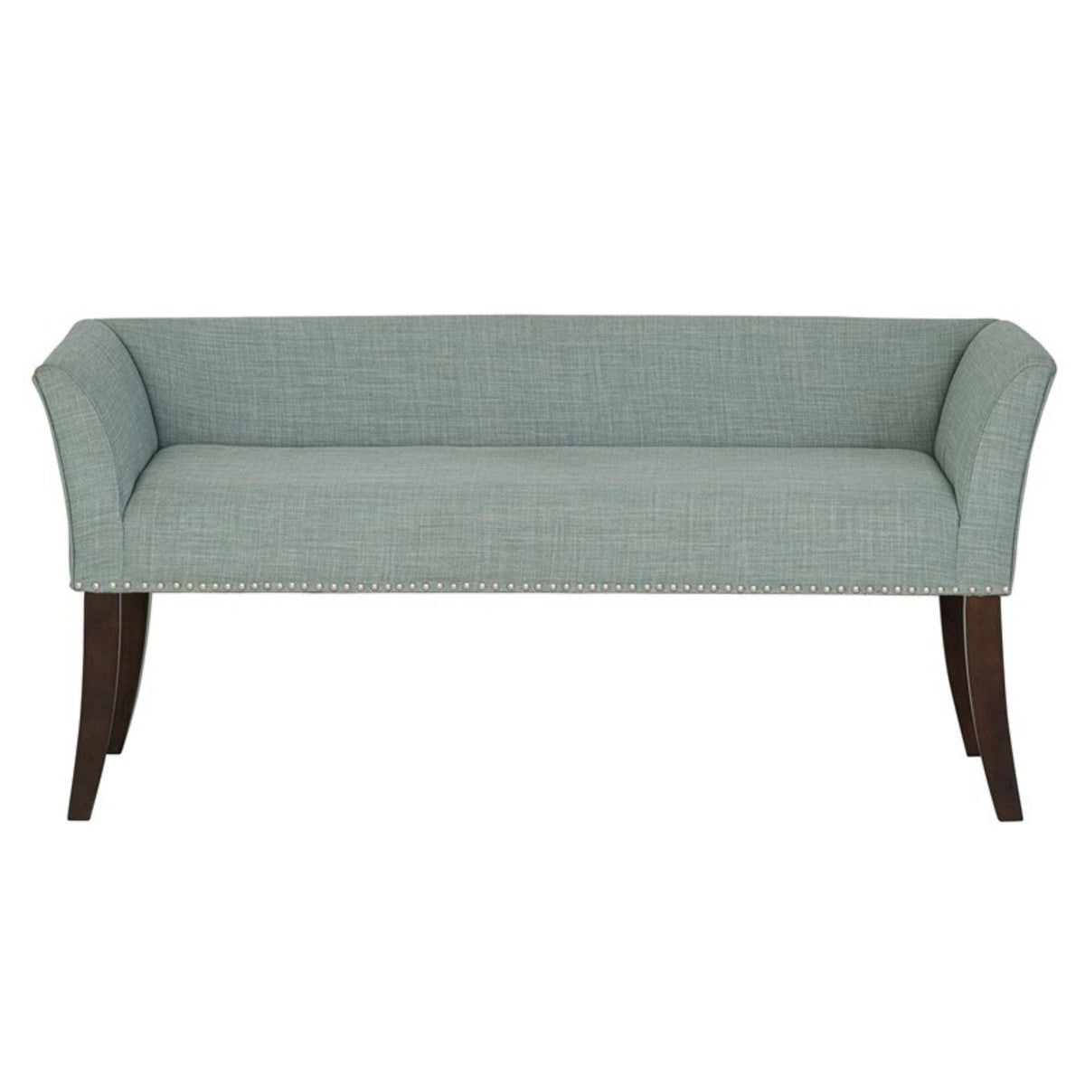 Welburn Upholstered Bench with Low Back and Flared Arms - Blue, Light Blue, or Beige