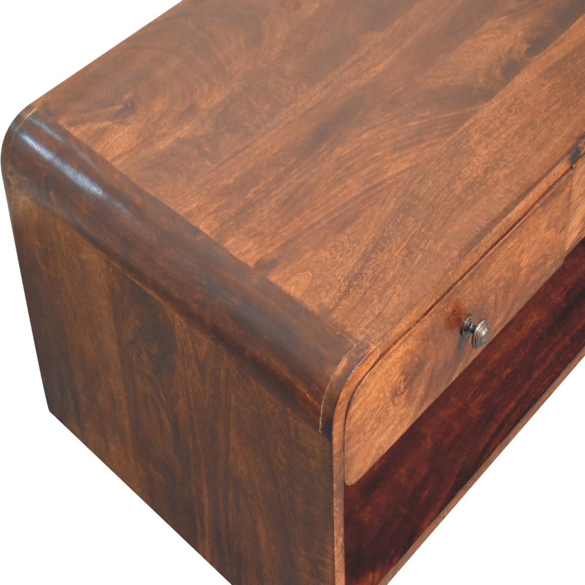 Solid Wood Aspen Slim Coffee Table with 4 Drawers - Chestnut Finish