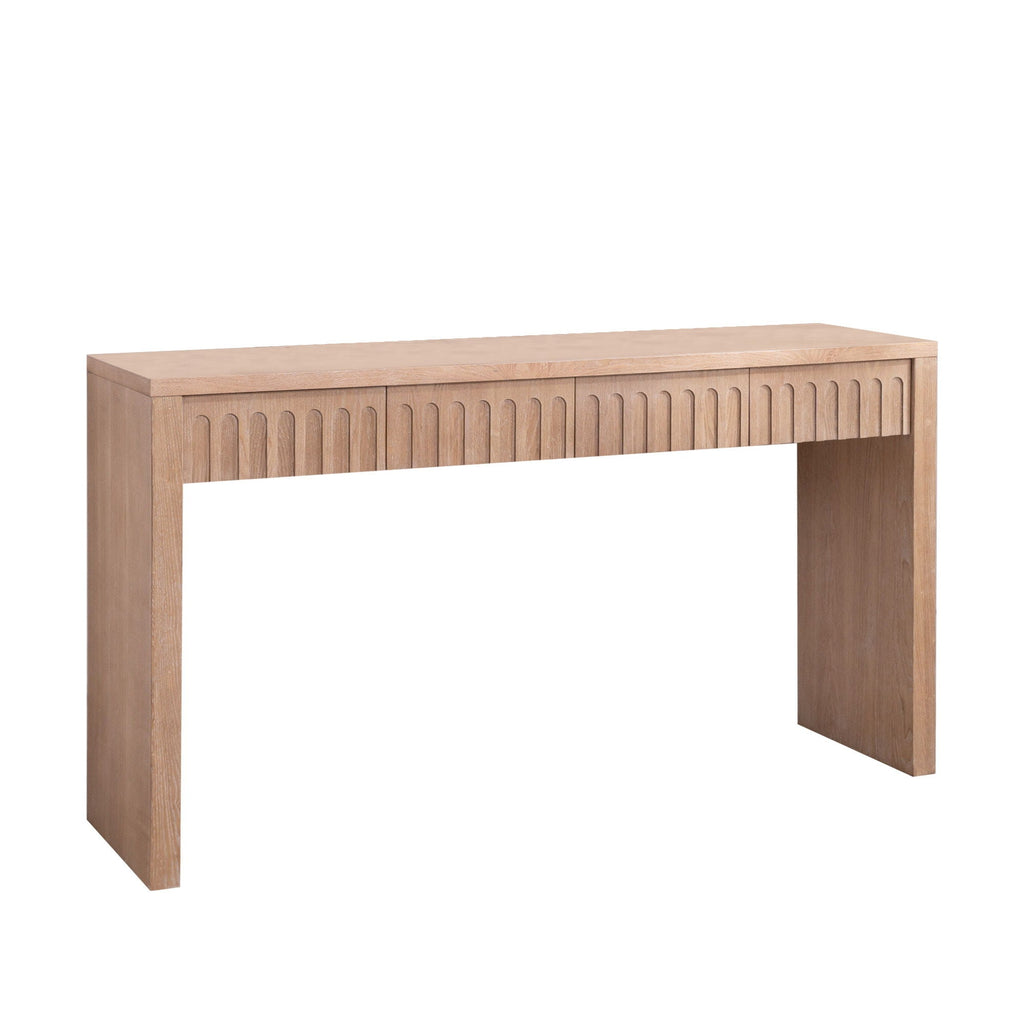 Modern Console Table with 4 Drawers - Wood Finish
