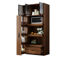 Tall Kitchen Pantry Cabinet with Multi-Tier Pull-Out Shelf - Walnut