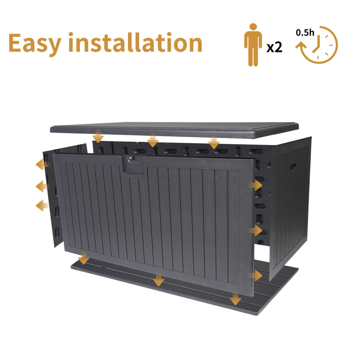 Outdoor Large Storage Box with Lockable Lid - Black