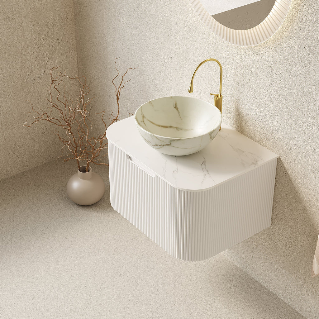 DINA 24" Bathroom Vanity & Sink with Floating Curved Edges - Multiple Finishes