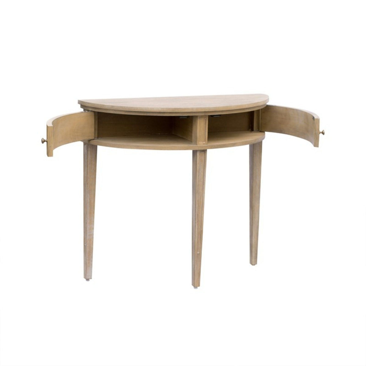 Vintage Inspired Storage Console Table with Fluted Doors - Light Brown