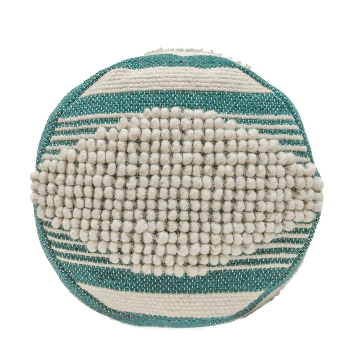 Handcrafted Cylindrical Pouf with Wool Upholstery - Dark Green, Black or Blue