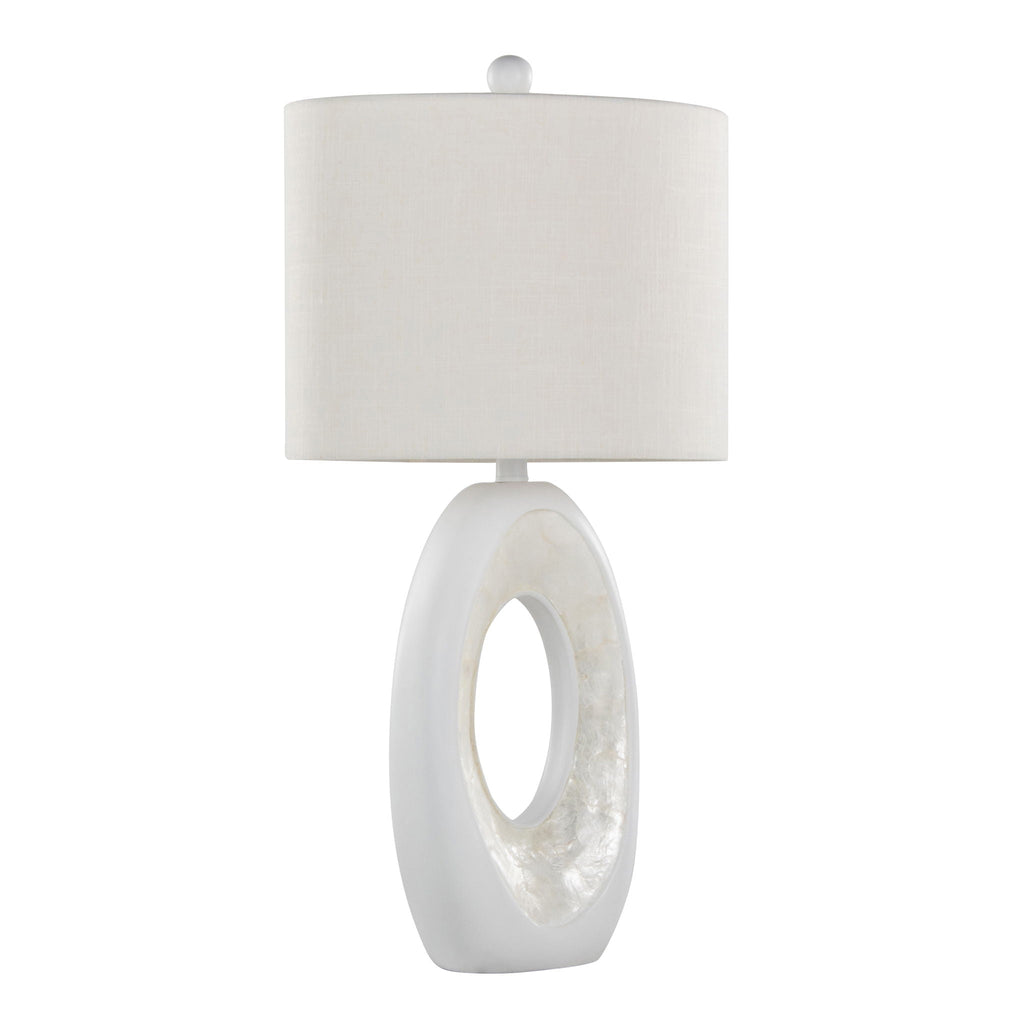 Pearl Contemporary Table Lamp Set with Natural Shell Base - Matte White