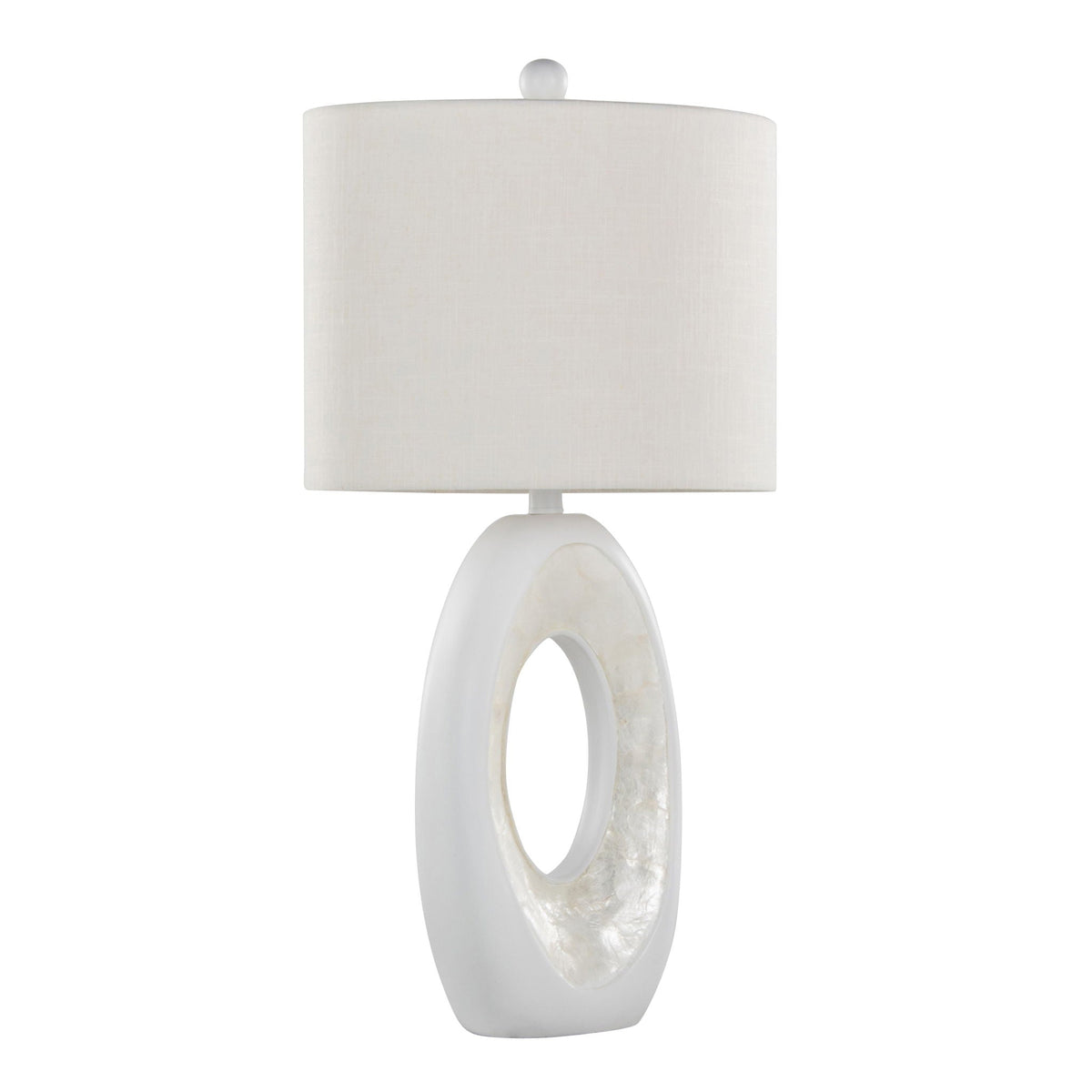 Pearl Contemporary Table Lamp Set with Natural Shell Base - Matte White