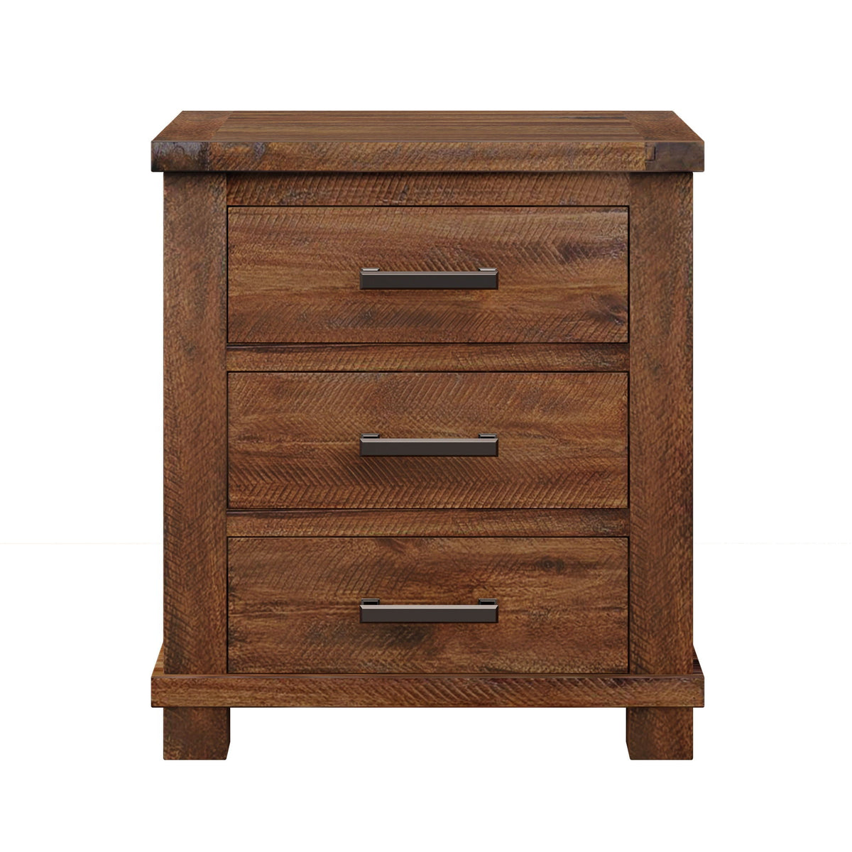 Dark Brown 3 Drawer Nightstand with Antique-Inspired Details - Dark Brown