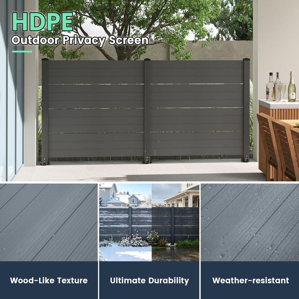 Outdoor Privacy Screen with Aluminum Posts - Dark Grey