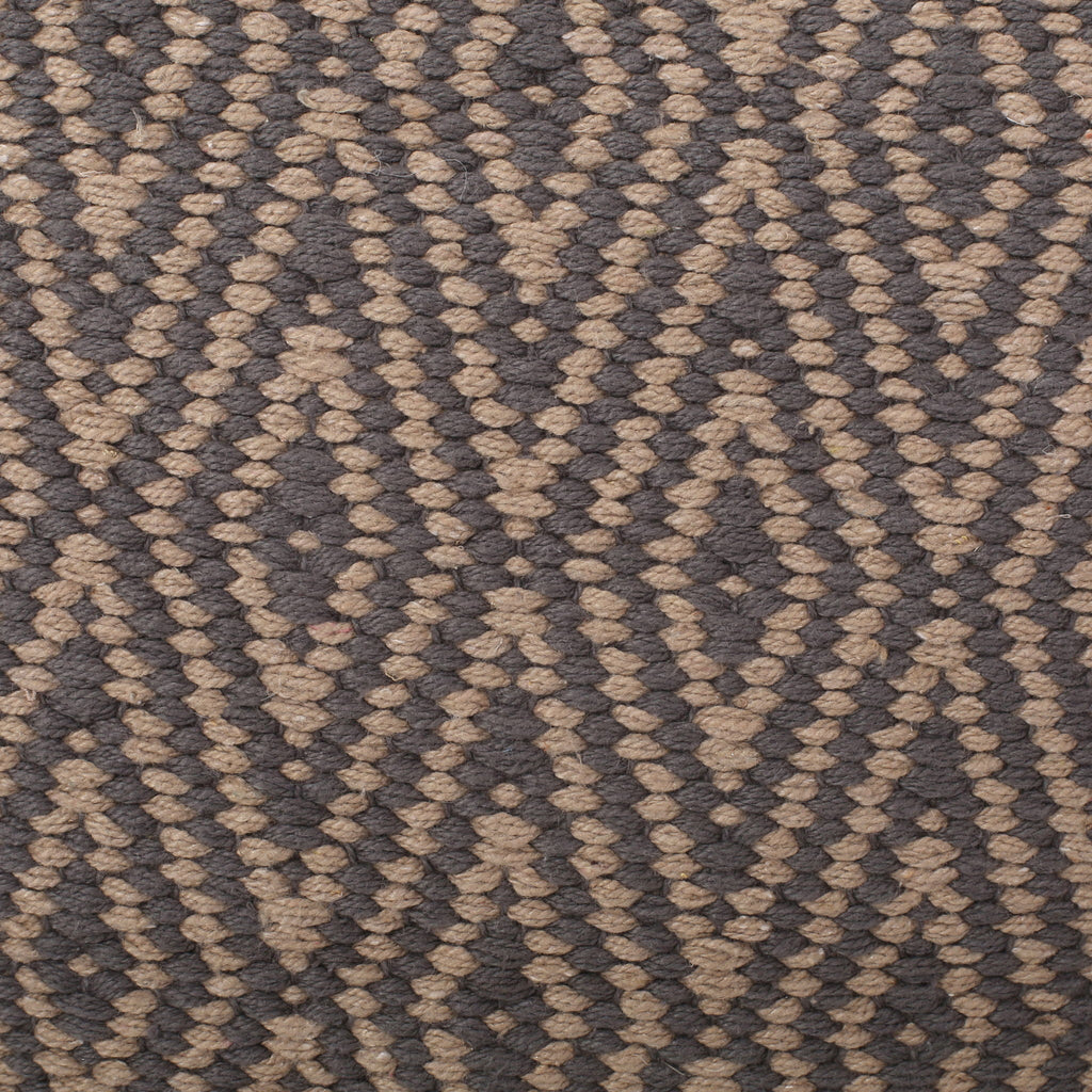 Hand Loomed Cotton Pouf with Polystyrene Fill - Dark Gray / Brown
