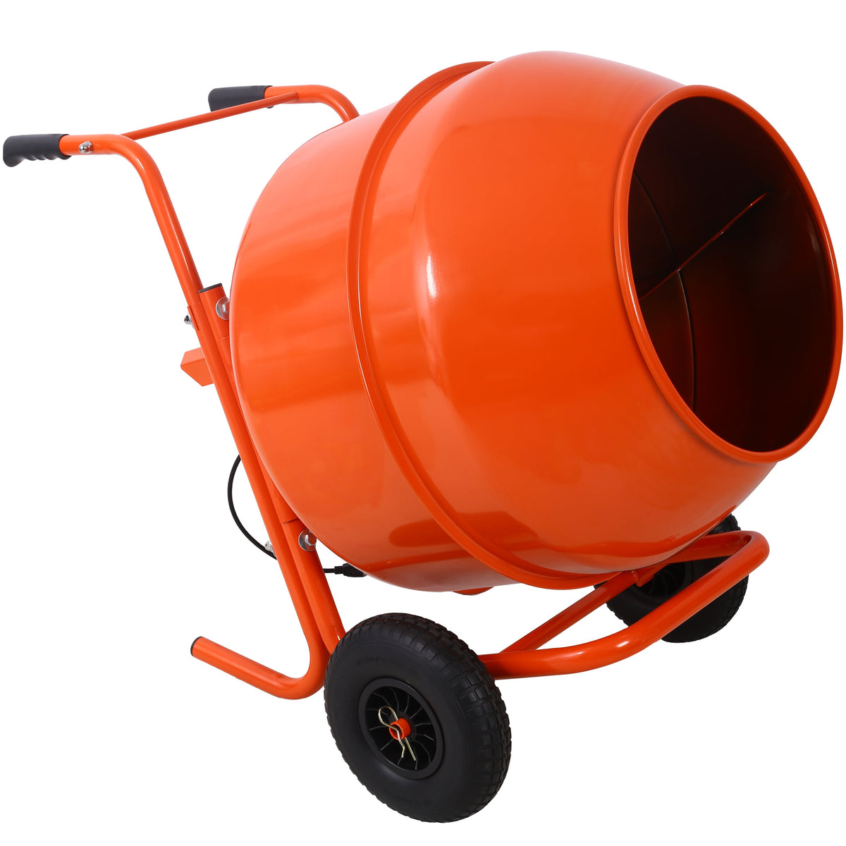 224L 8CUFT Portable Cement Mixer with Steel Drum - Grey