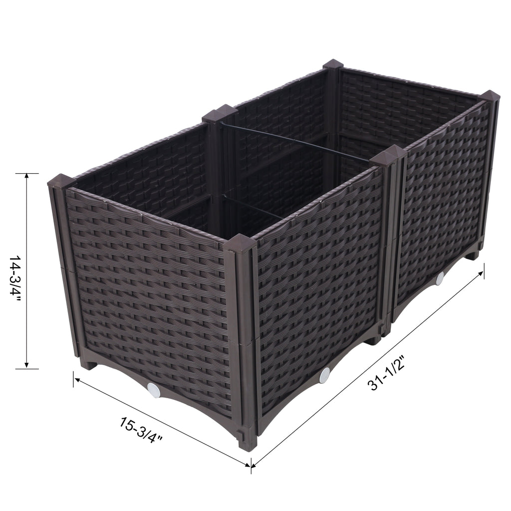 Deep Raised Garden Bed Planter Box with Self-Watering System - Polypropylene