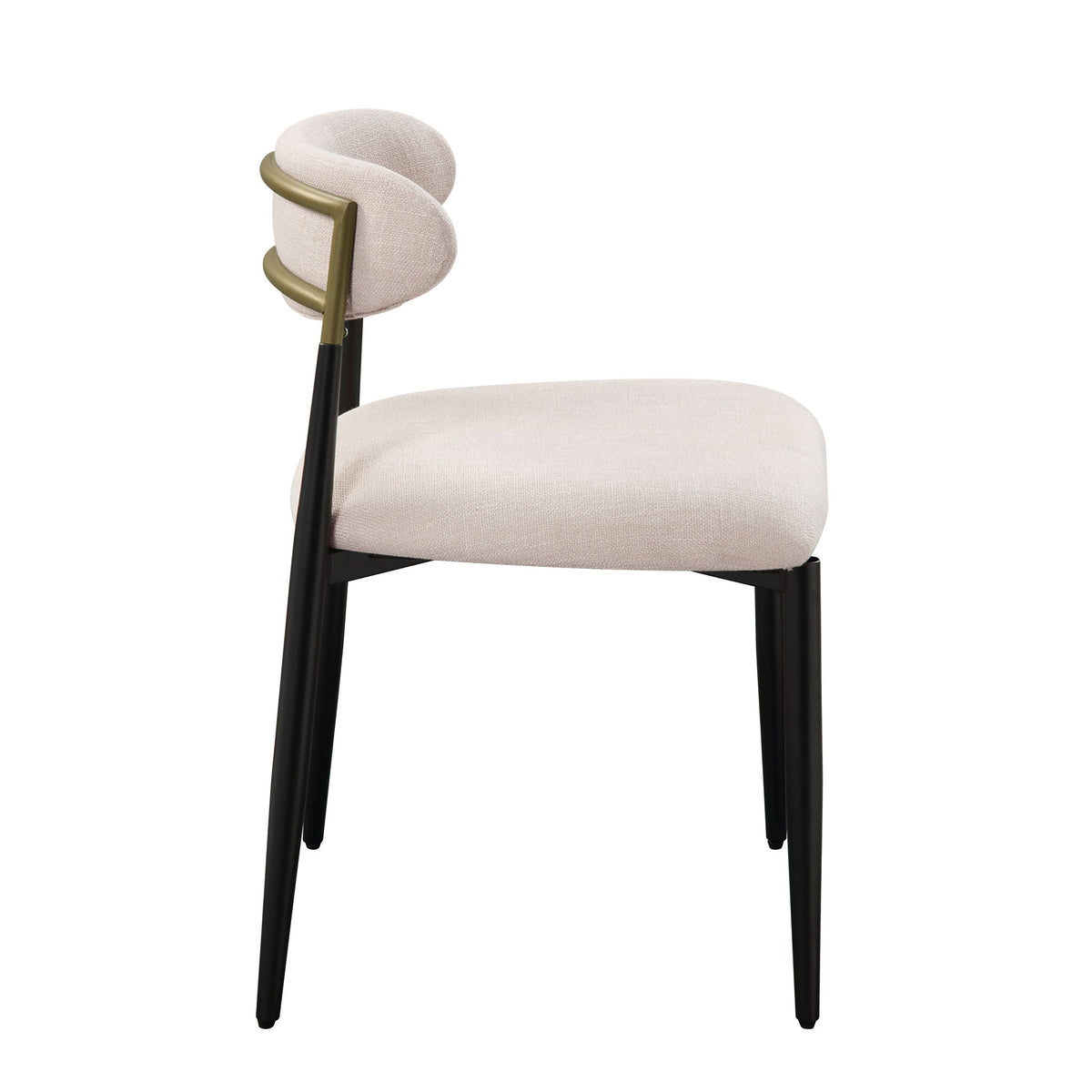 Side Chair Set with Metal Frame and Padded Armrests - Black or Beige