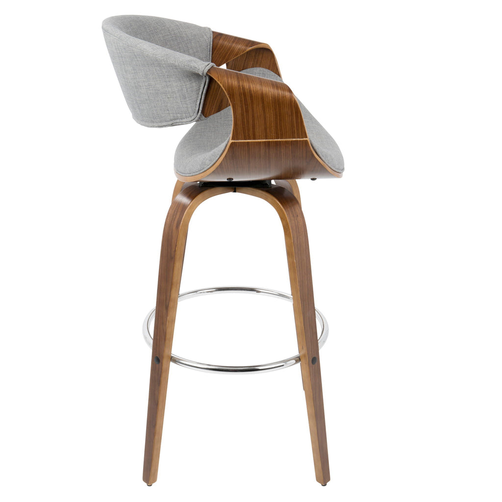 Mid-Century Modern Swivel Barstool Set with Walnut Frame - Multiple Colors