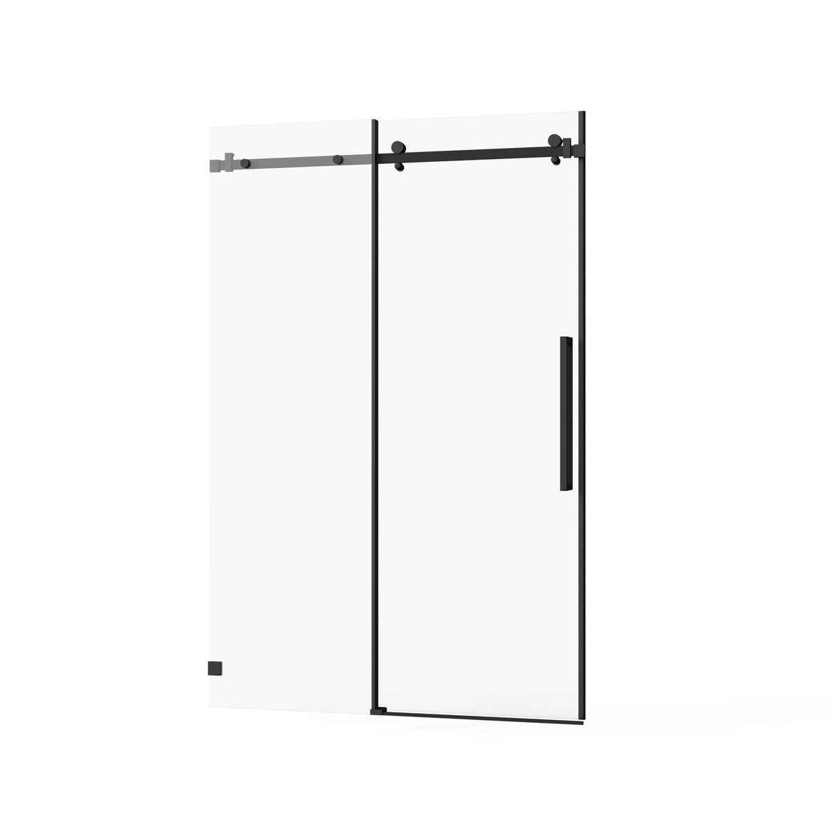 Frameless Tub Sliding Shower Door with Easy Clean Coating - Black or Pearl Silver