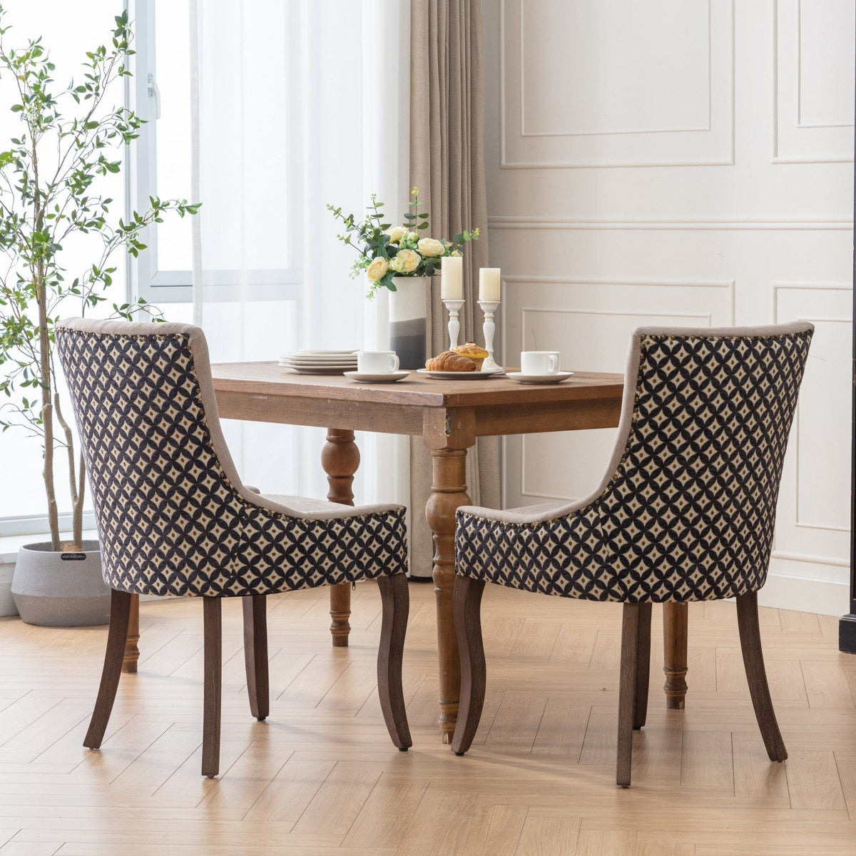 Ultra Side Dining Chair Set with Solid Wood Legs - Multiple Colors