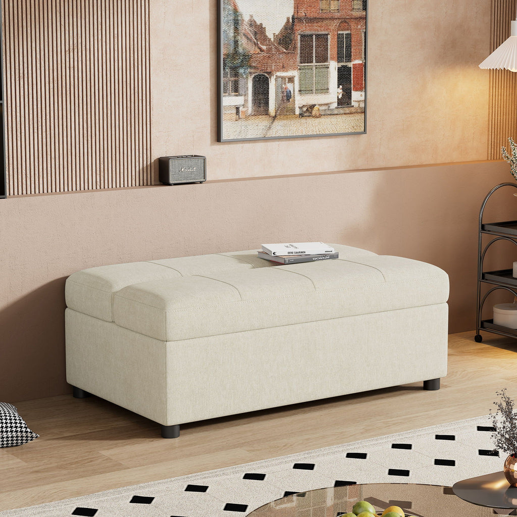 Twin Size Folding Ottoman Sleeper Bed with Mattress - Light Brown, Black, Dark Gray, White